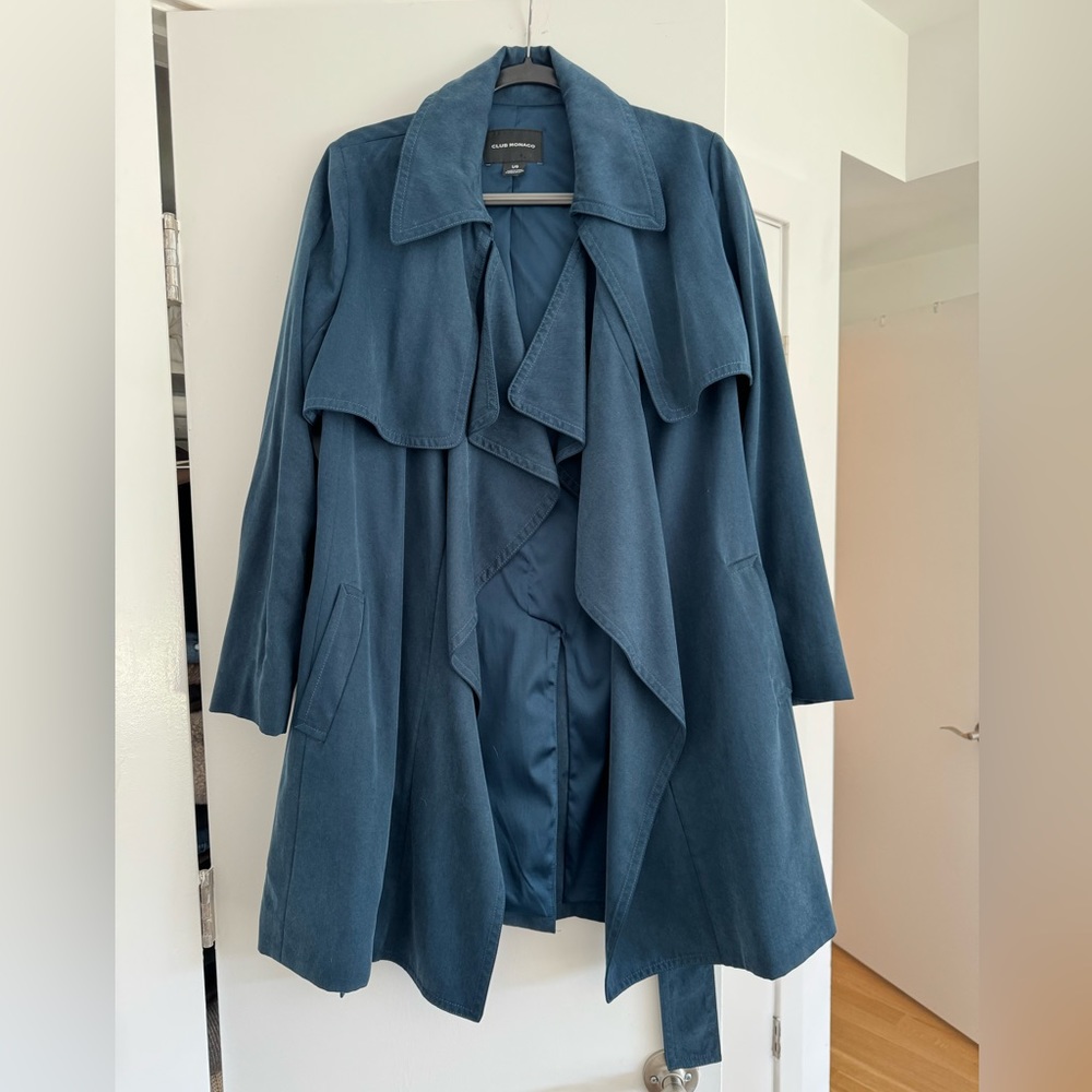 SOLD: Club Monaco trench coat, blue, size L